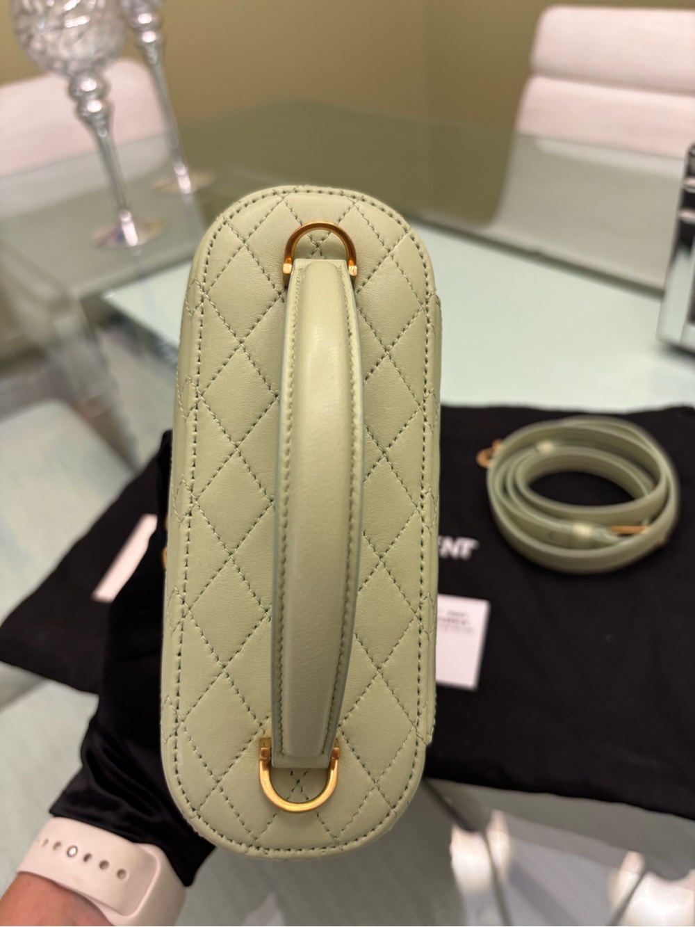 BNWT Authentic Saint Laurent Gabby Vanity Bag — Misty Jade with Gold Hardware - Picture 7 of 12